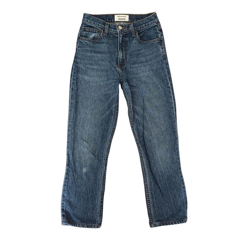 Reformation Jeans High Rise Straight Leg Medium Wash Denim Size 24 Made in USA